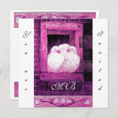 Invitation CHAUSSURES BLANCHES À LA FENÊTRE, monogramme (Devant / Derrière)