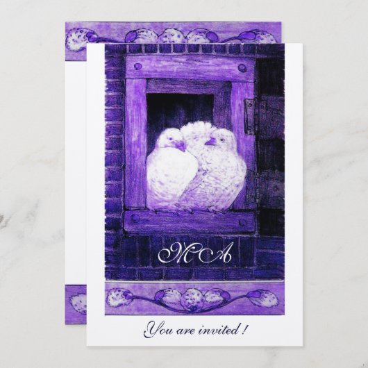 Invitation CHAUSSURES BLANCHES À LA FENÊTRE monogramme, or mé (Devant / Derrière)