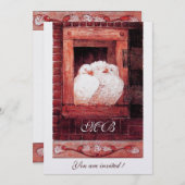 Invitation CHAUSSURES BLANCHES À LA FENÊTRE, rouge, glace mét (Devant / Derrière)