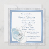 Invitation Chaussures Blanches Bleues Fête de Bébé Garçon Ble (Dos)