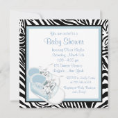 Invitation Chaussures Blanches Bleues Fête de Bébé Garçon Zèb (Dos)