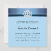 Invitation Chaussures Bleues Baby shower Prince Couronne Bleu (Dos)