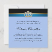 Invitation Chaussures Bleues Baby shower Prince Couronne Or N (Dos)
