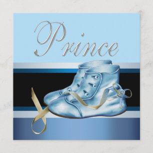 Invitation Chaussures Bleues Couronne Bleue Prince Noir Baby