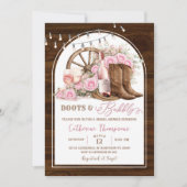 Invitation Chaussures Bois Rustique et Mariage Bubbly (Devant)