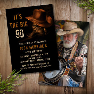 Invitation Chaussures Bottes de Cowboy Rustique pour 90e Anni