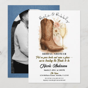 Invitation Chaussures & Bubbly Country Western Boot Shower de