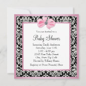 Invitation Chaussures Damas Rose Noir Bébé Fille Douche (Dos)