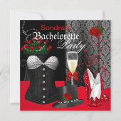 Invitation Chaussures de Bachelorette Red Black Corset (Devant)