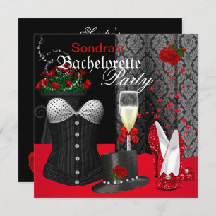 Invitation Chaussures de Bachelorette Red Black Corset
