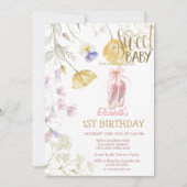 Invitation Chaussures de ballet Fleur sauvage rayures Anniver (Devant)