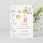 Invitation Chaussures de ballet Fleur sauvage rayures Anniver (Debout devant)
