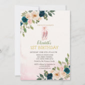 Invitation Chaussures de ballet Fleurs Anniversaire (Devant)