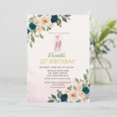Invitation Chaussures de ballet Fleurs Anniversaire (Debout devant)