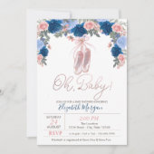 Invitation Chaussures de ballet points Baby shower floral (Devant)