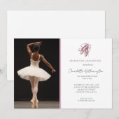 Invitation Chaussures de ballet roses Photo Diplômé (Devant / Derrière)