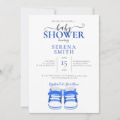 Invitation Chaussures de bébé bleues MIGNONNES pour BABY SHOW (Devant)