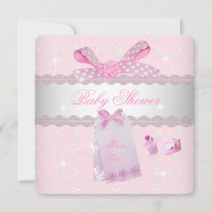 Invitation Chaussures de bébé fille rose joli pour Baby Showe