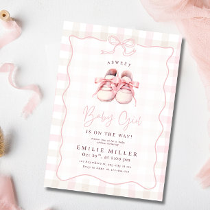 Invitation Chaussures de bébé pour Baby Shower Fille avec Rub