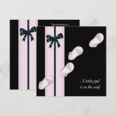 Invitation Chaussures de bébé rose et noir Baby shower fille (Devant / Derrière)