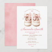 Invitation Chaussures de bébé rose rousse Baby shower Booties (Devant / Derrière)
