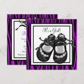 Invitation Chaussures de bébé Zèbre Violet Fille Baby Shower (Devant / Derrière)