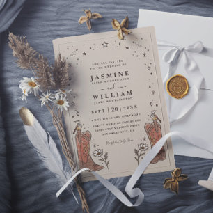 Invitation Chaussures de campagne boho sud-ouest chic mariage