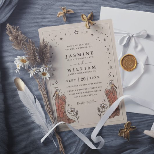 Invitation Chaussures de campagne boho sud-ouest chic mariage