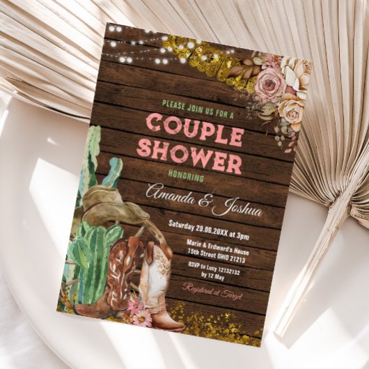 Invitation Chaussures de campagne rustiques Couple douche Boi