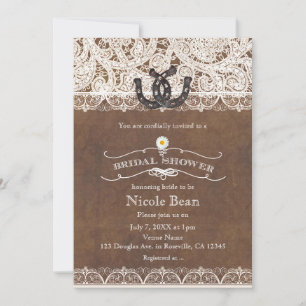 Invitation Chaussures de cheval rustiques et dentelle de pays