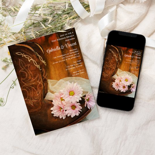 Invitation Chaussures de cow-boy Daisies Western Brunch de le