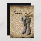 Invitation Chaussures de cow-boy Damask fleur sauvage Western (Devant / Derrière)
