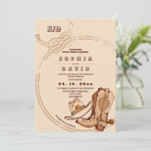 Invitation Chaussures de cow-boy occidentales pour mariage