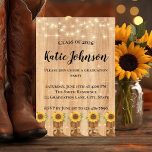 Invitation Chaussures de cowboy au tournesol rustique pour la
