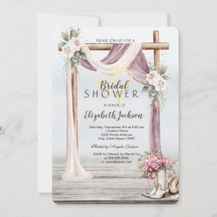 Invitation Chaussures de cowboy et chapeau de mariage sous l'