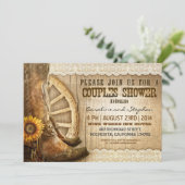 Invitation chaussures de cowboy tournesol bois couples douche (Debout devant)