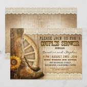Invitation chaussures de cowboy tournesol bois couples douche (Devant / Derrière)