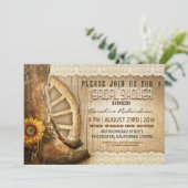 Invitation chaussures de cowboy tournesol bois nuptiale invit (Debout devant)