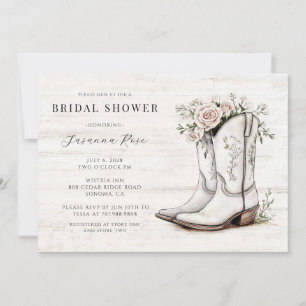 Invitation Chaussures de cowgirl florales pour une fête de ma