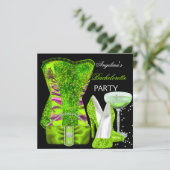 Invitation Chaussures de fête de Bachelorette vert citron Cor (Debout devant)