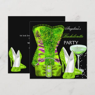 Invitation Chaussures de fête de Bachelorette vert citron Cor