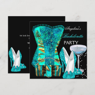 Invitation Chaussures de fête de fiançailles bleu sarcelle Co