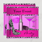 Invitation Chaussures de fête Rose Rouge à lèvres (Devant / Derrière)