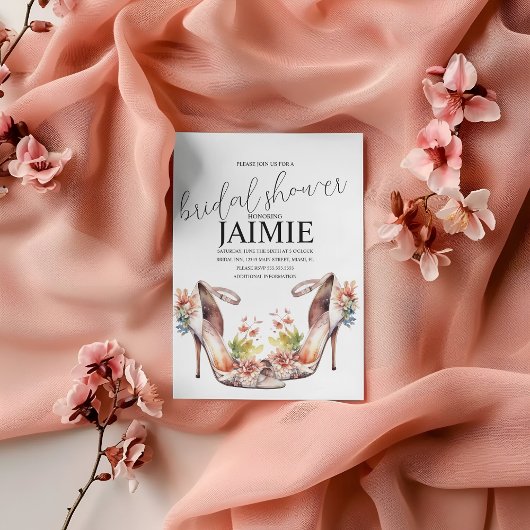 Invitation Chaussures de mariage à l'aquarelle Mariage Shower