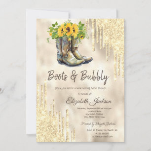 Invitation  Chaussures de mariage Bouquet de tournesols en or