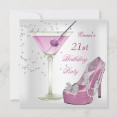 Invitation Chaussures de martini blanches roses pour fête d'a (Devant)