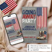 Invitation Chaussures de militaire Drapeau GRIS Fête d'adieu 