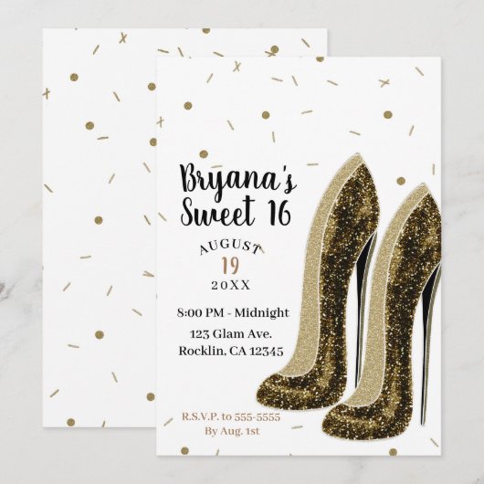 Invitation Chaussures de mode à talons hauts Glam beauté doux (Devant / Derrière)