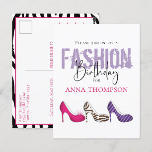 Invitation Chaussures de Mode Fille d'Anniversaire