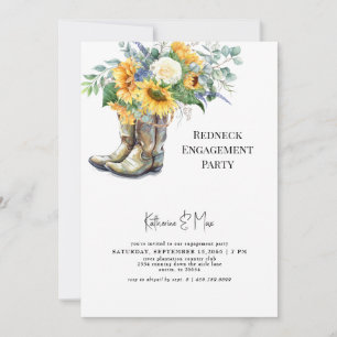 Invitation Chaussures de paysan rouge Tournesol Mariage Blanc